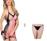 Kaamastra Black and Pink Criss Cross Halfbody Stocking