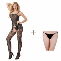 Kaamastra Black Fishnet Spaghetti Strap Full Bodystocking