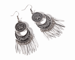 Kaamastra BOHO DANGLE DROP EARRINGS Gypsy Ethnic Tribal Jewellery silver