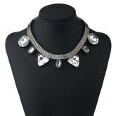 Kaamastras Geometric Triangle Gemstone Statement Necklace silver