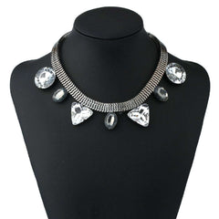 Kaamastras Geometric Triangle Gemstone Statement Necklace silver