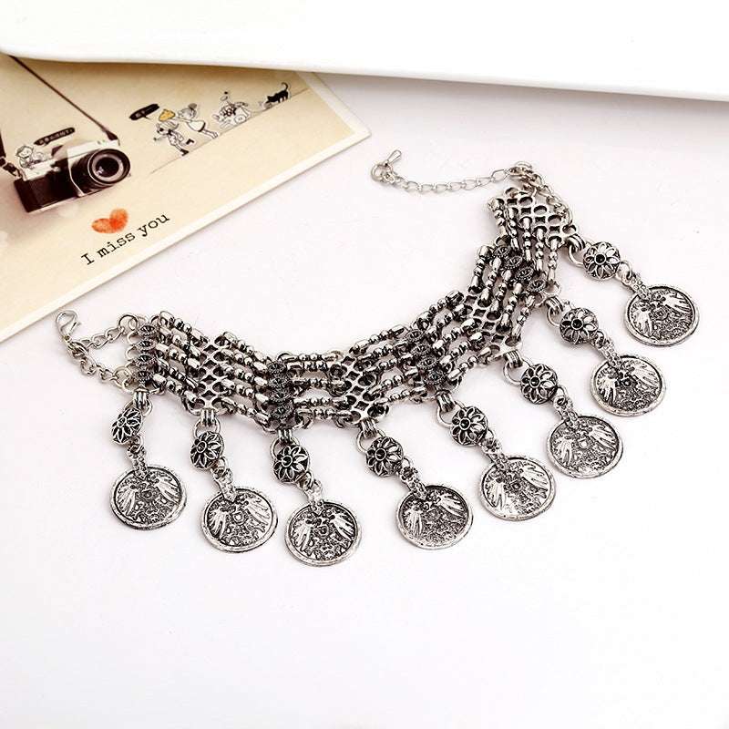 Kaamastra Vintage Coins Silver Stylish Bracelet For Women