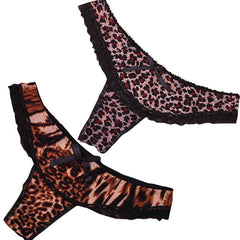 Kaamastras Women's Leopard Print Thong Regular Fit Underwear
