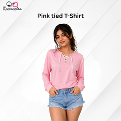 Kaamastra's Pink Lace-Up Casual Tee