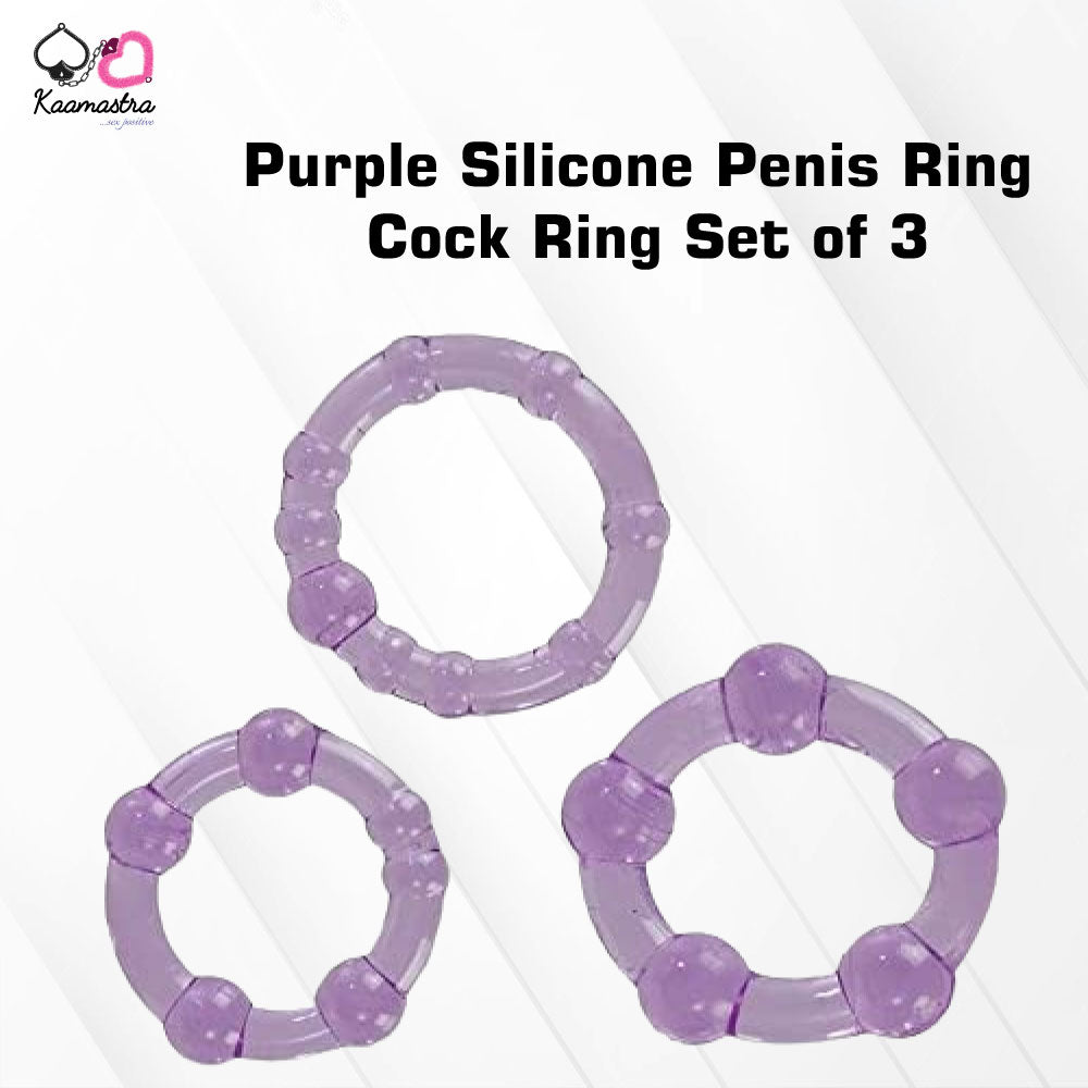 Kaamastra Silicone Penis Ring Delaying Ejaculation Cock Ring Set of 3 Black