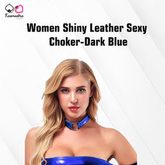 Kaamastra women Shiny Leather Sexy Choker-Dark And Light Blue