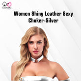 Kaamastra women Shiny Leather Sexy Choker-Silver