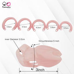 Size options (3.5cm-4.8cm rings) for Kannabha pink chastity cage - 3.2cm inner diameter