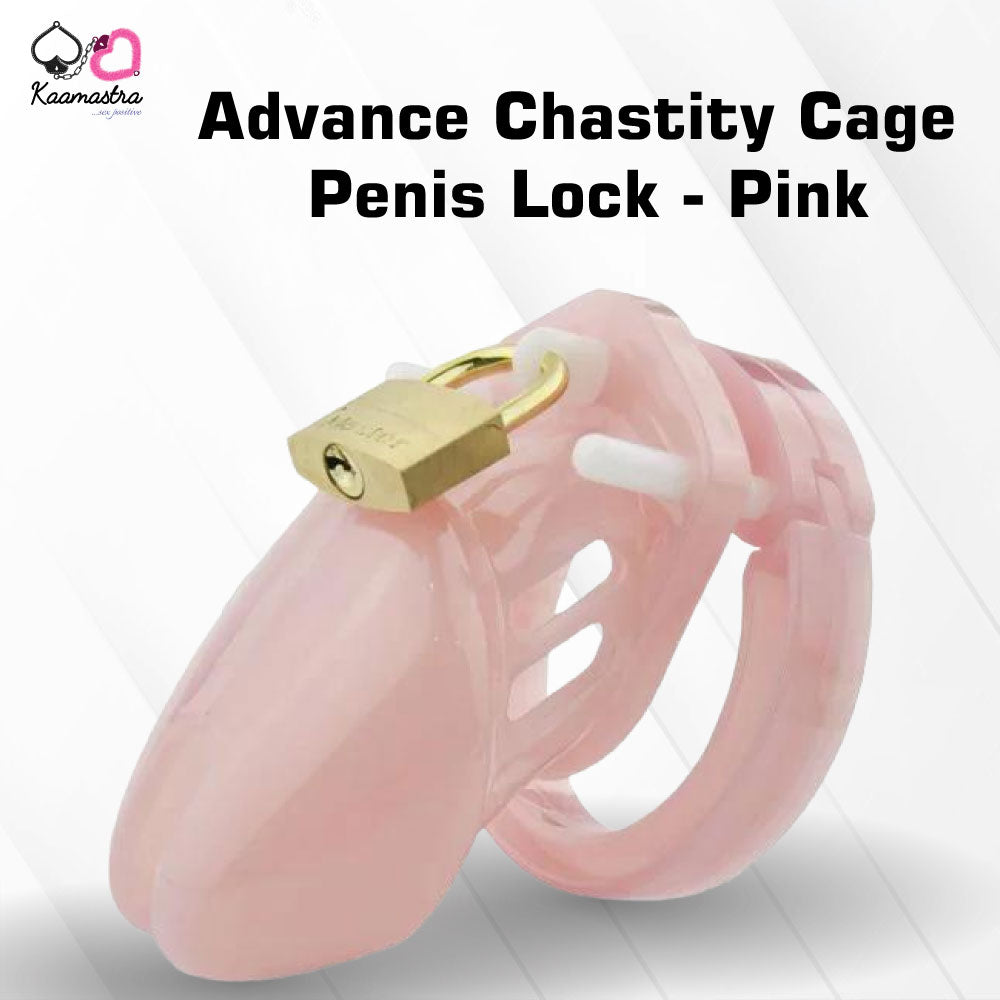 Kaamastra advanced pink chastity cage with secure penis lock - soft silicone construction