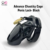 Kaamastra advanced black chastity cage with secure penis lock - adjustable TPE device