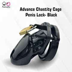 Kaamastra advanced black chastity cage with secure penis lock - adjustable TPE device