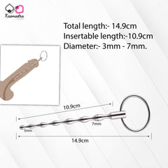 Precision dimensions of Kaamastra beaded sound - 10.9cm insertable, 3-7mm beads