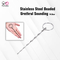 Kaamastra beaded urethral sound - 14.9cm stainless steel with graduated beads