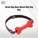 Red dog bone mouth gag with adjustable straps - Kaamastra fetish BDSM gear