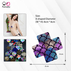 Kaamastra Multicolor Fish Skin Print X-Shape Nipple Pasty