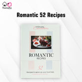 Packaging for 'Romantic 52 Recipes' by Intimate Encounters, featuring a plate with food and the text '52 Recipes' prominently displayed.