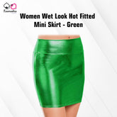 Kaamastra women Wet Look Hot Fitted Mini Skirt - Green