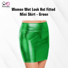 Kaamastra women Wet Look Hot Fitted Mini Skirt - Green