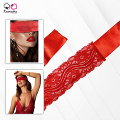 Kaamastra Red Floral Mesh & Satin Blind Fold