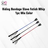 Kaamastra multi-color riding bondage whip (28-inch) with nylon and faux leather materials.