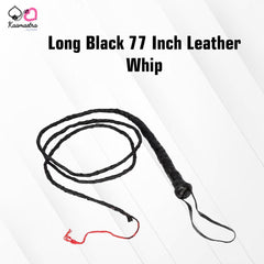 Kaamastra 77 Inch Long Black Leather Whip - Premium BDSM Accessory