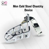Men Cold Steel Chastity Device β Kaamastra, secure and ergonomic design
