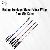 Kaamastra riding bondage whip shown in mixed colors with length indication