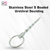 Kaamastra 5-beaded urethral sound - medical-grade stainless steel with graduated beads