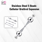 Stainless steel urethral sound with 5 graduated beads - 5.5cm length
