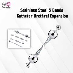 Stainless steel urethral sound with 5 graduated beads - 5.5cm length