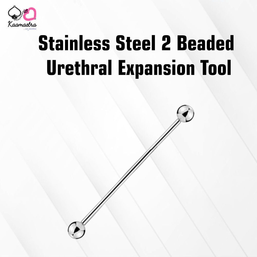 Kaamastra 2-bead stainless steel urethral expansion tool with 5.6cm length