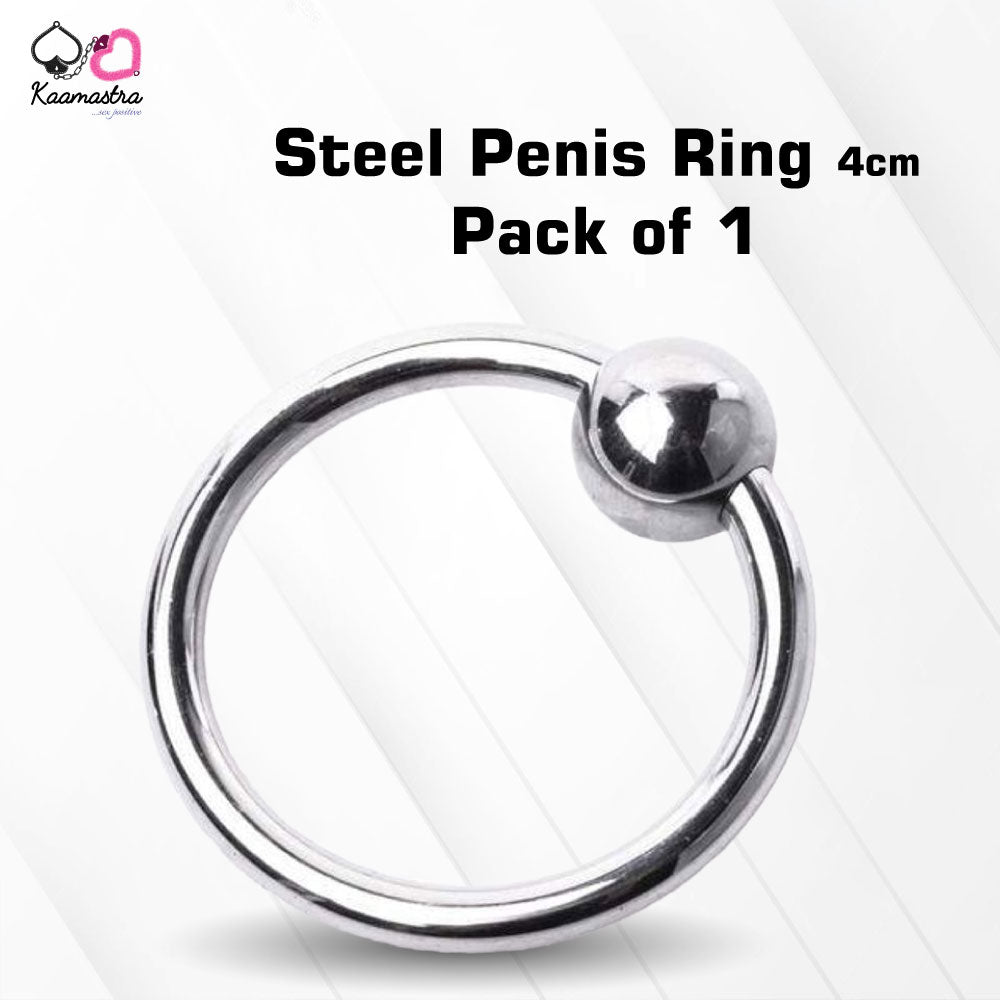 Kaamastra Premium Steel Penis Ring β 4cm Diameter with 8mm Bead β Pack of 1