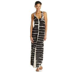 This image features the Kaamastra Tiger Stripe Style Maxi Dress, showcasing a bold and striking design. The dress is long, with a flowing fit that enhances its stylish, sexy appeal.