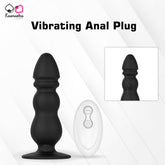 Black vibrating anal plug with suction cup - 5 inches length