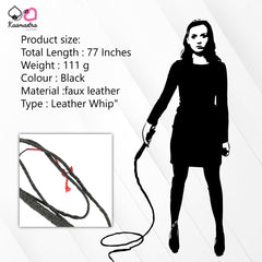 Detailed View of 77 Inch Faux Leather Whip - Professional Grade Impact Toy