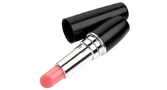 Mini lipstick vibrator showing open cap and battery slot with AAA battery