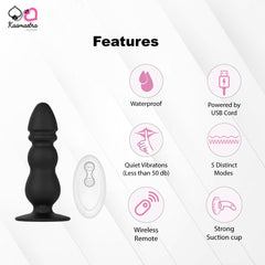 Anal plug features: 5 vibration modes, wireless remote, waterproof