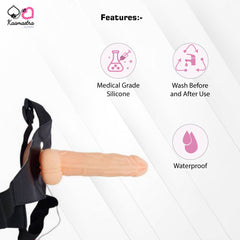 Features: Medical-grade silicone, waterproof, easy-to-clean vibrating strap-on