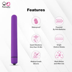 Features: Waterproof, battery-powered, quiet vibrations, single powerful mode