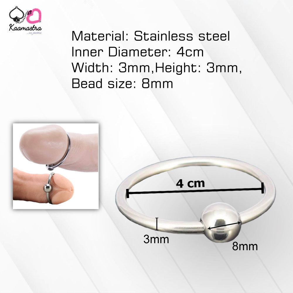Kaamastra 4cm Steel Penis Ring Dimensions β 8mm Bead, 3mm Profile β Medical Grade