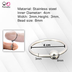 Kaamastra 4cm Steel Penis Ring Dimensions β 8mm Bead, 3mm Profile β Medical Grade