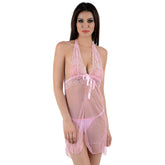 Kaamastra Pink Lace see Through Nightwear Baby Doll