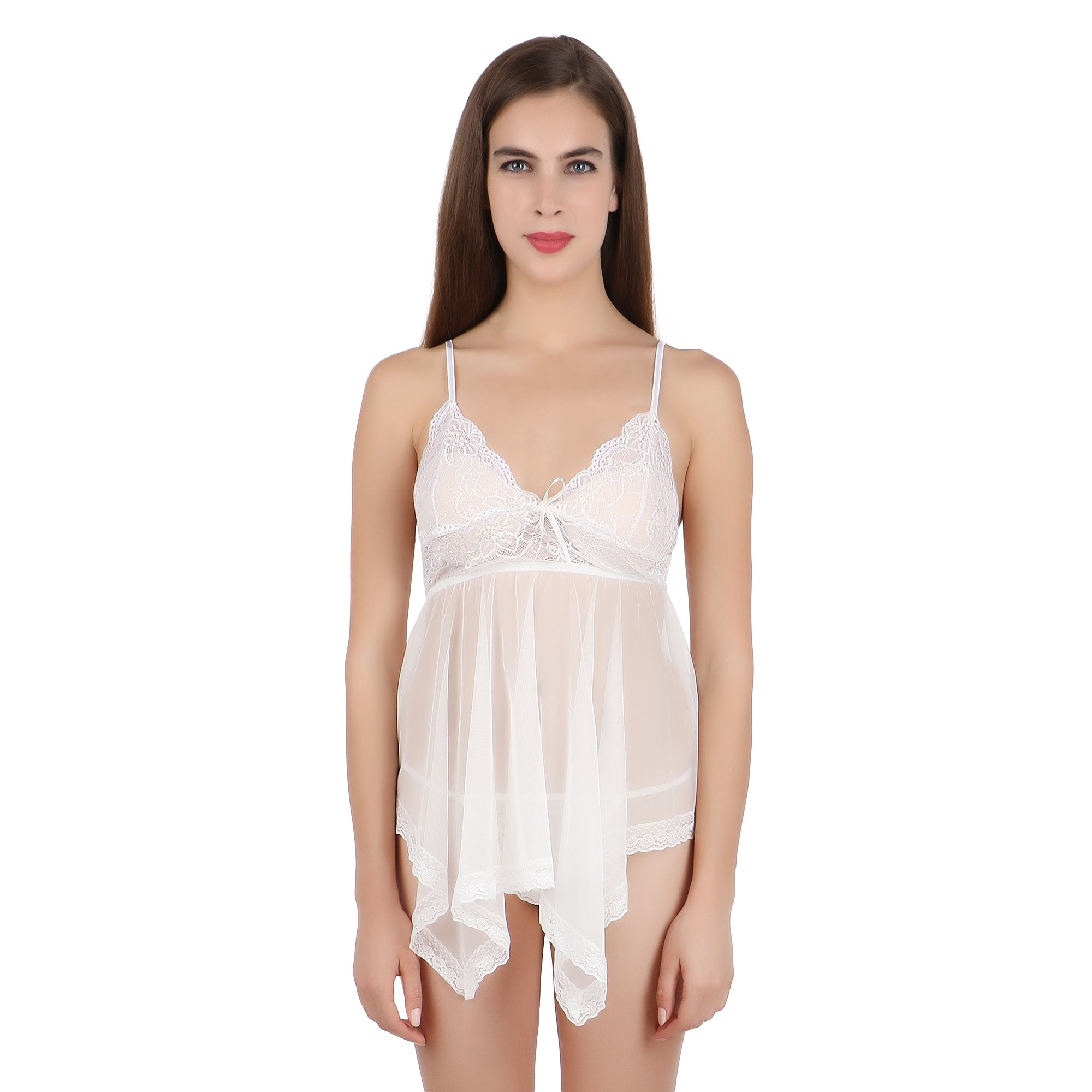 Kaamastra Women White Sexy Nightwear Babydoll