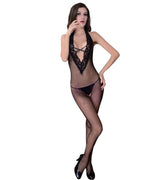 Kaamastra Stretch Fishnet Halter Bodystocking