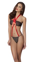 Kaamastra Sexy Fashion Satin Bow knot Hollow Out Teddy