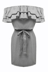 Kaamastra Women Ruffle Off Shoulder Sexy Mini Party Dress for Women
