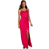 Kaamastra Spaghetti Strap Summer Rose Red Dress