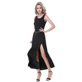 Kaamastra Sexy Slit Sashes Maxi Dress