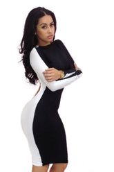 Kaamastra Sexy Black White Club Bodycon Dress