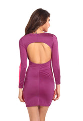 Kaamastra Chic Pink Purple Open Back Bodycon Dress